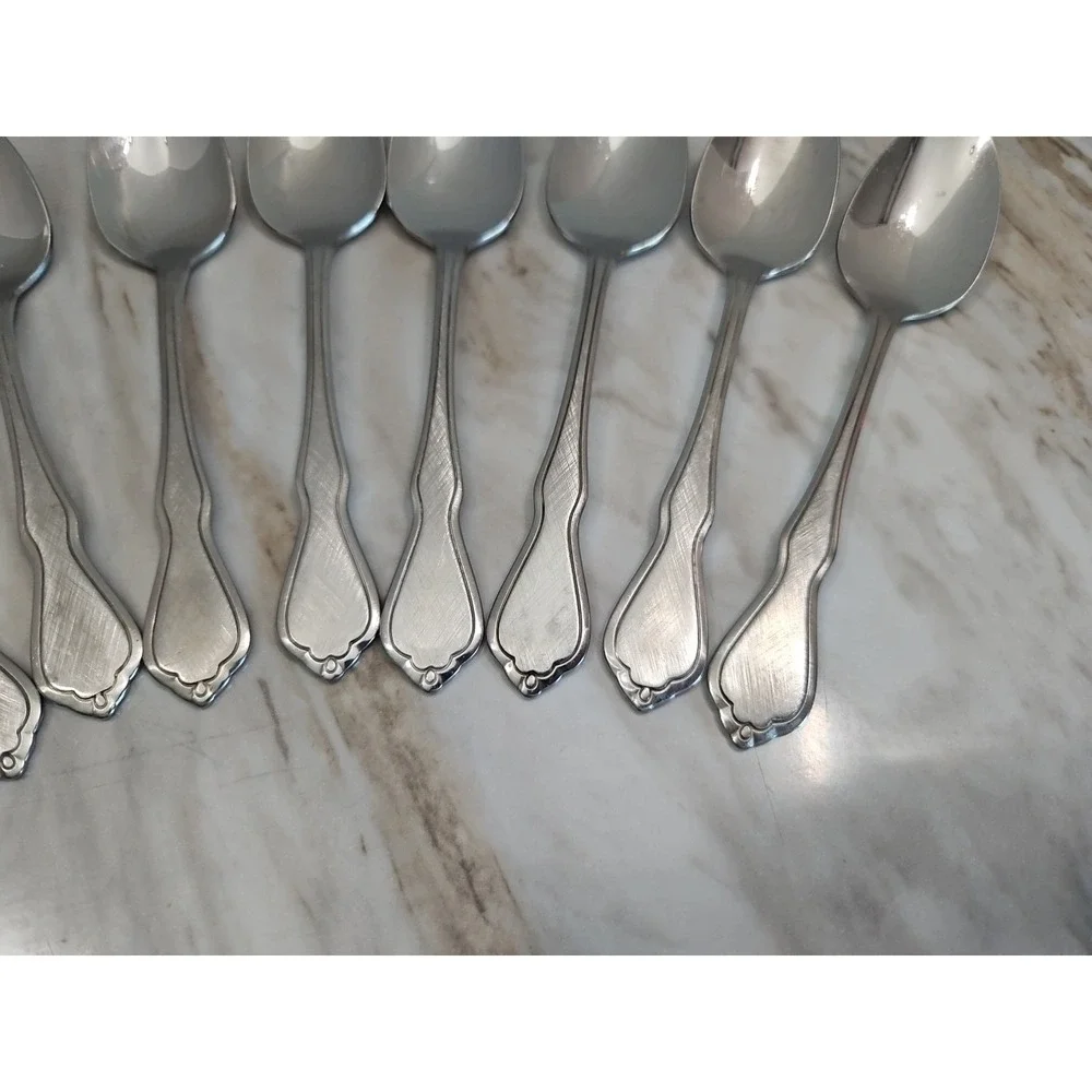 Oneida Stainless Flatware Trinity Burnished SSS Satin Finish Spoons 11 Piece Lot